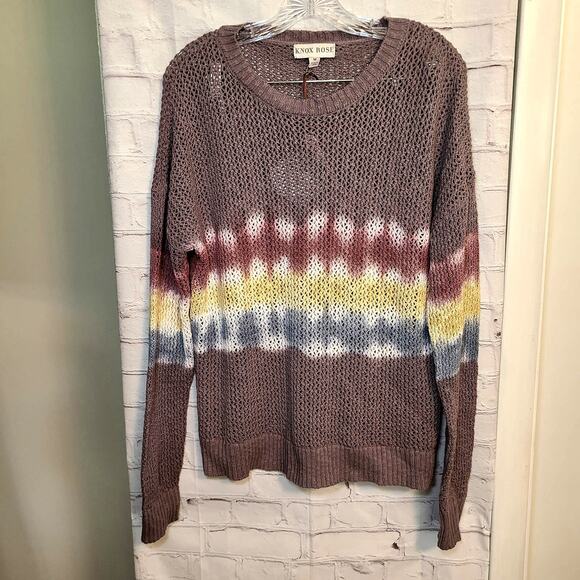 Knox Rose Boho Chic Pullover Sweater - Gray Tie Dye - Size M - NEW! - Picture 7 of 8